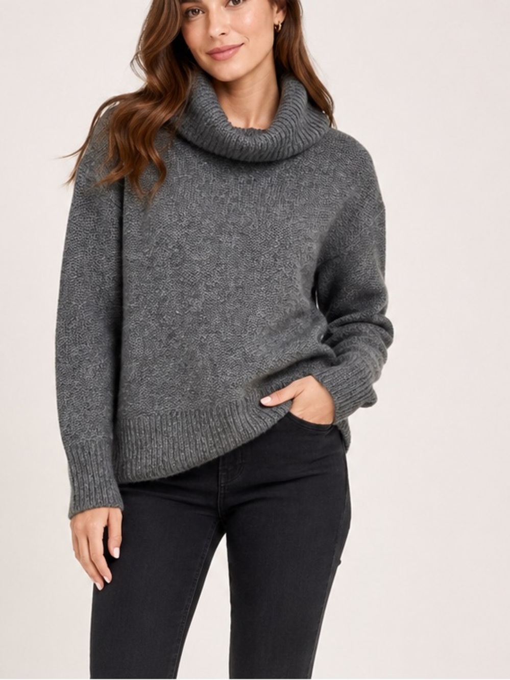 NWT Banana Republic Gray Cowl Neck Long Sleeve Sweater Size Small